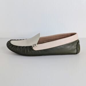 Cole Haan Evelyn Driving Loafers 7.5 White Tea Leaf Egret Rosewater Leather GUC